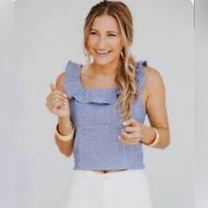 Hayden Blue Ruffle Crop Top